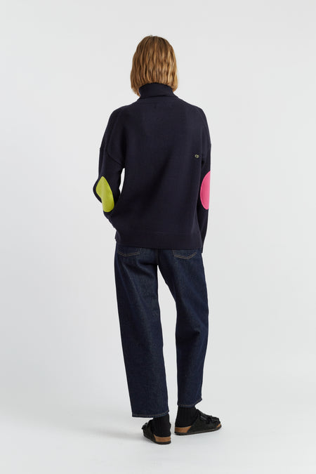 CHINTI & PARKER KAW2570 ELBOW PATCH ROLL NECK