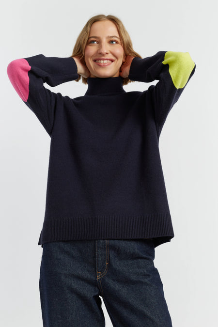 CHINTI & PARKER KAW2570 ELBOW PATCH ROLL NECK