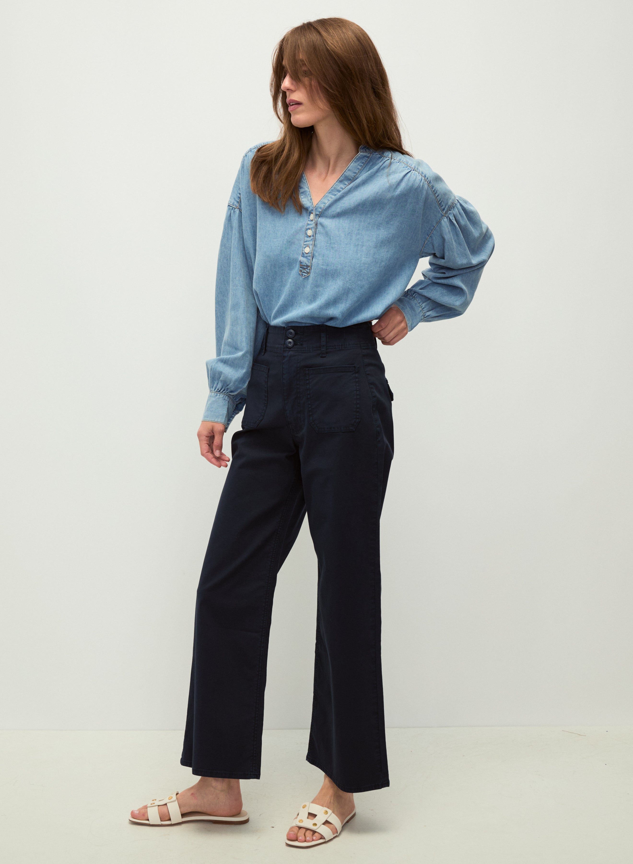 VERONICA BEARD GRANT CROP HR WIDE LEG