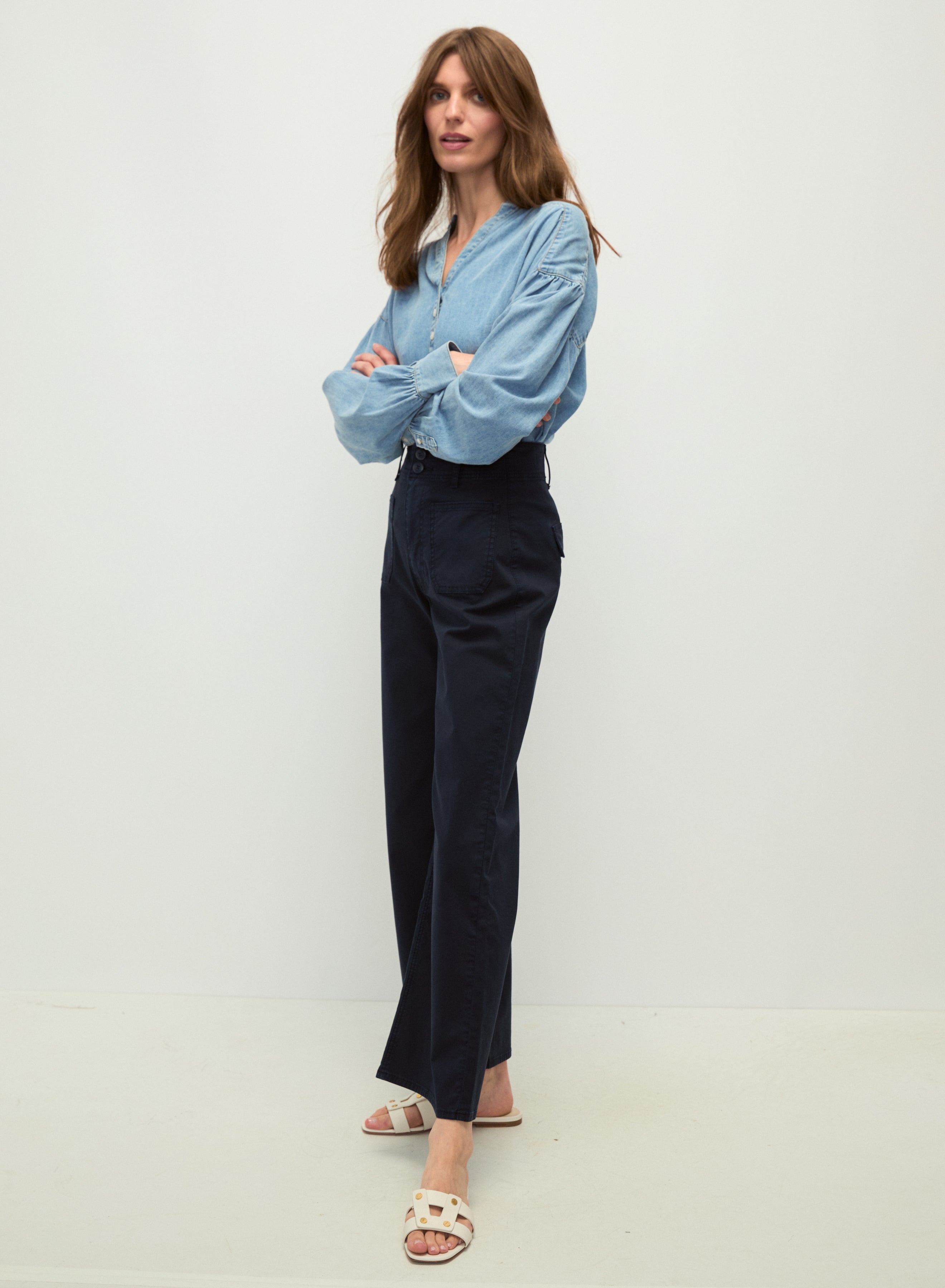 VERONICA BEARD GRANT CROP HR WIDE LEG