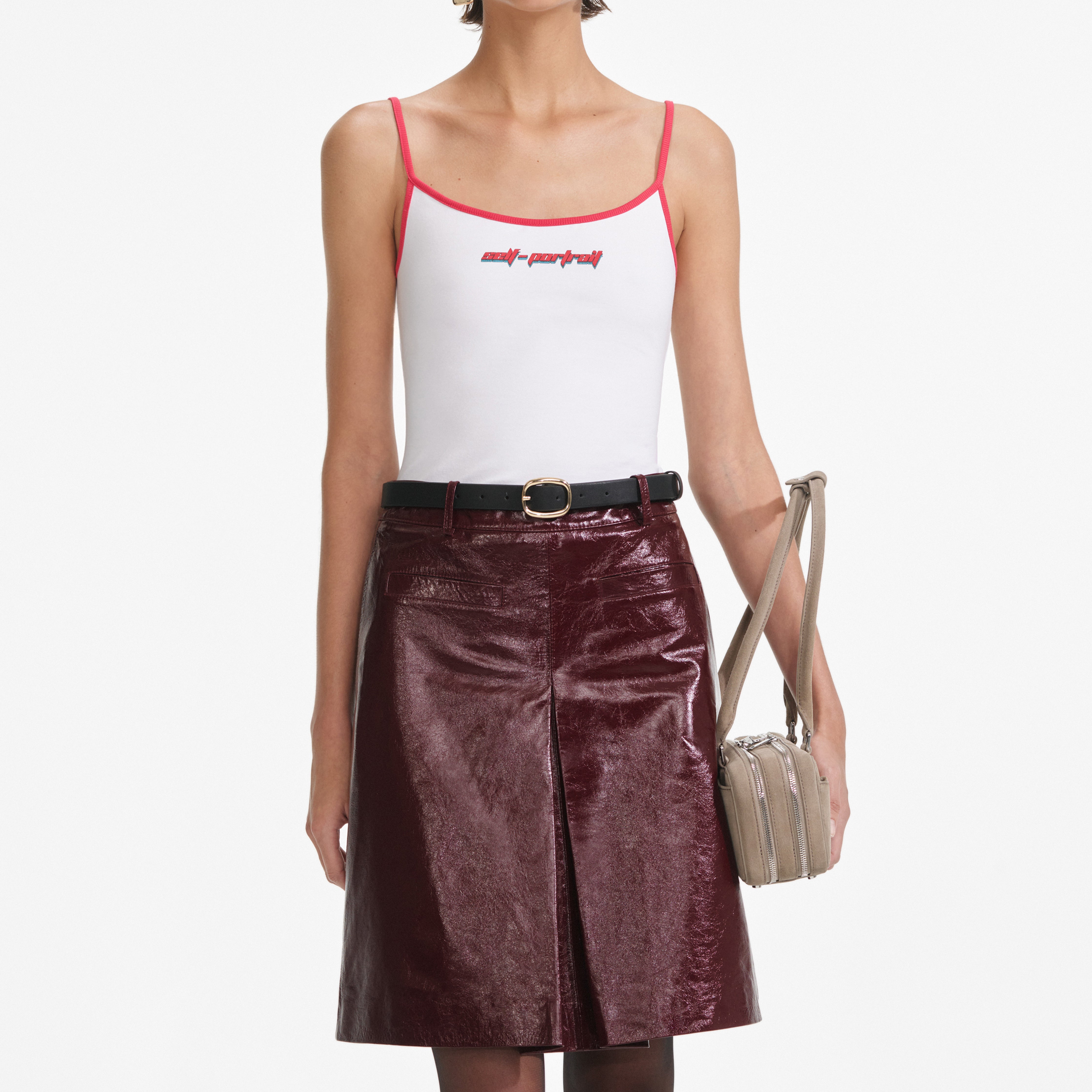 SELF-PORTRAIT 325091 LEATHER MINI SKIRT
