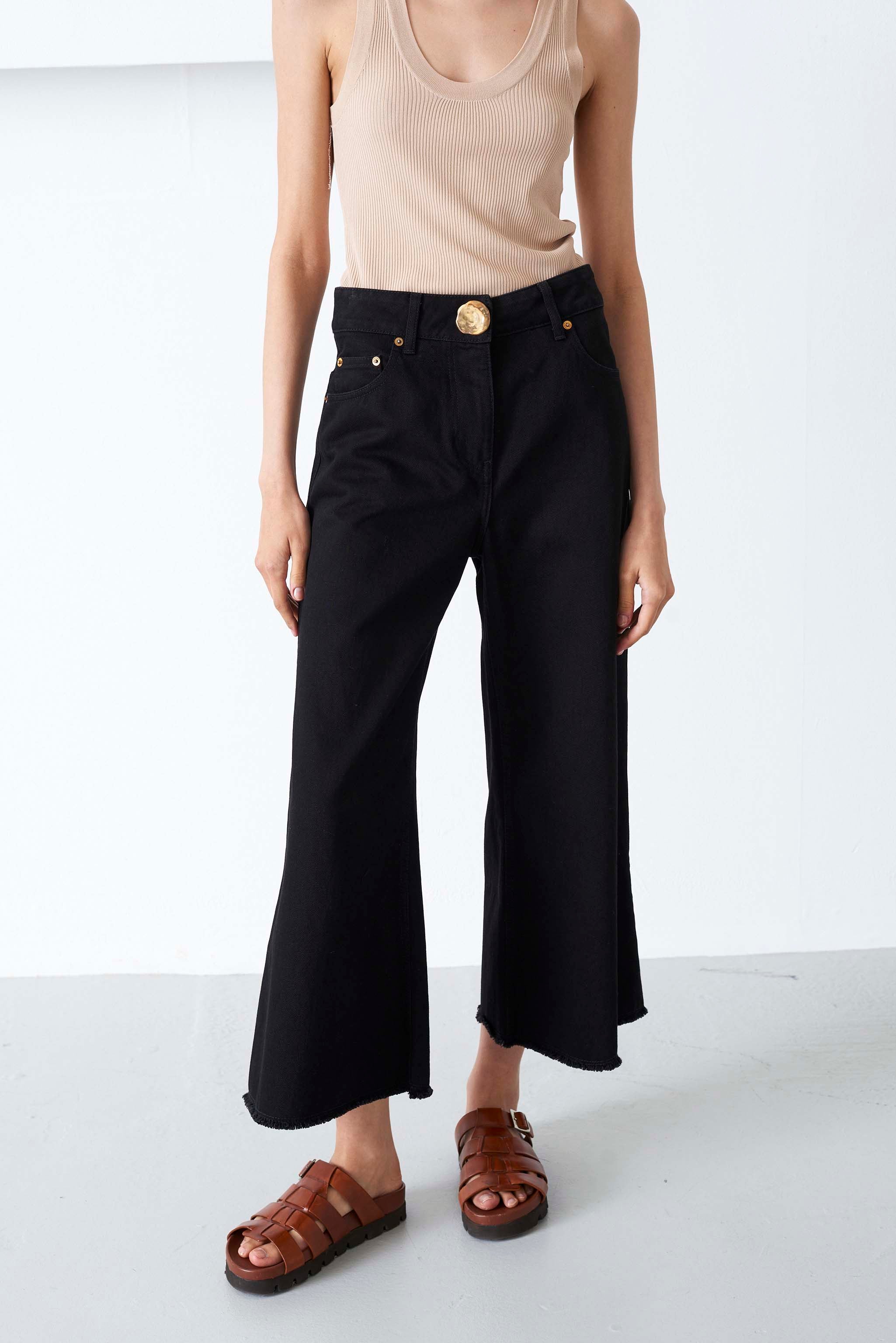 MOTHER OF PEARL P4357 CHLOE CROP WIDE LEG