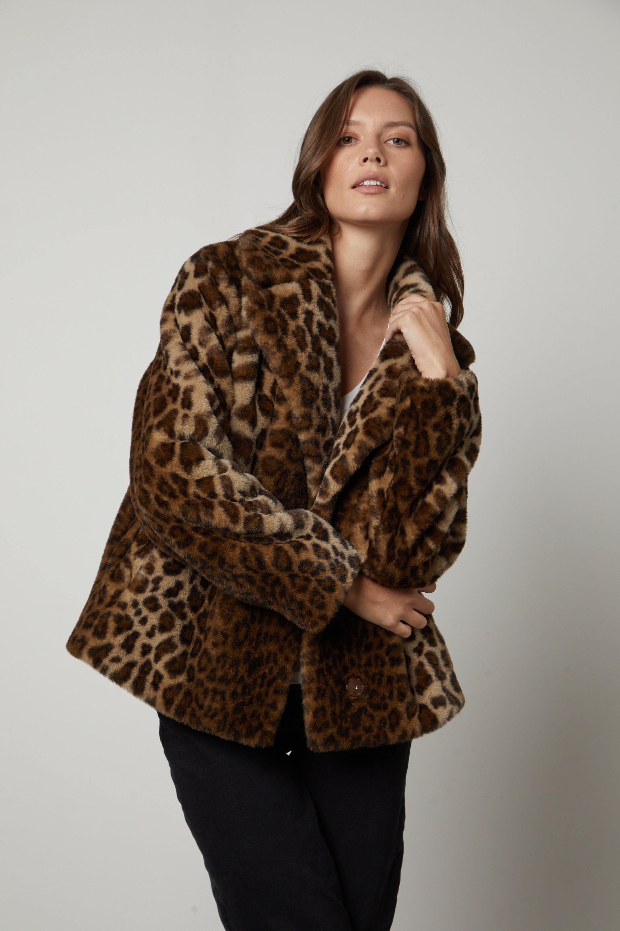 VELVET AMANI 06 LEOPARD FAUX FUR JACKET