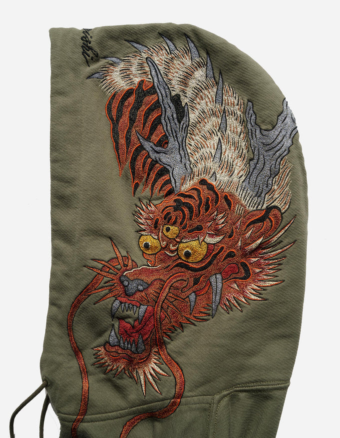 MAHARISHI 6096 TIGER DRAGON HOODED SWEAT