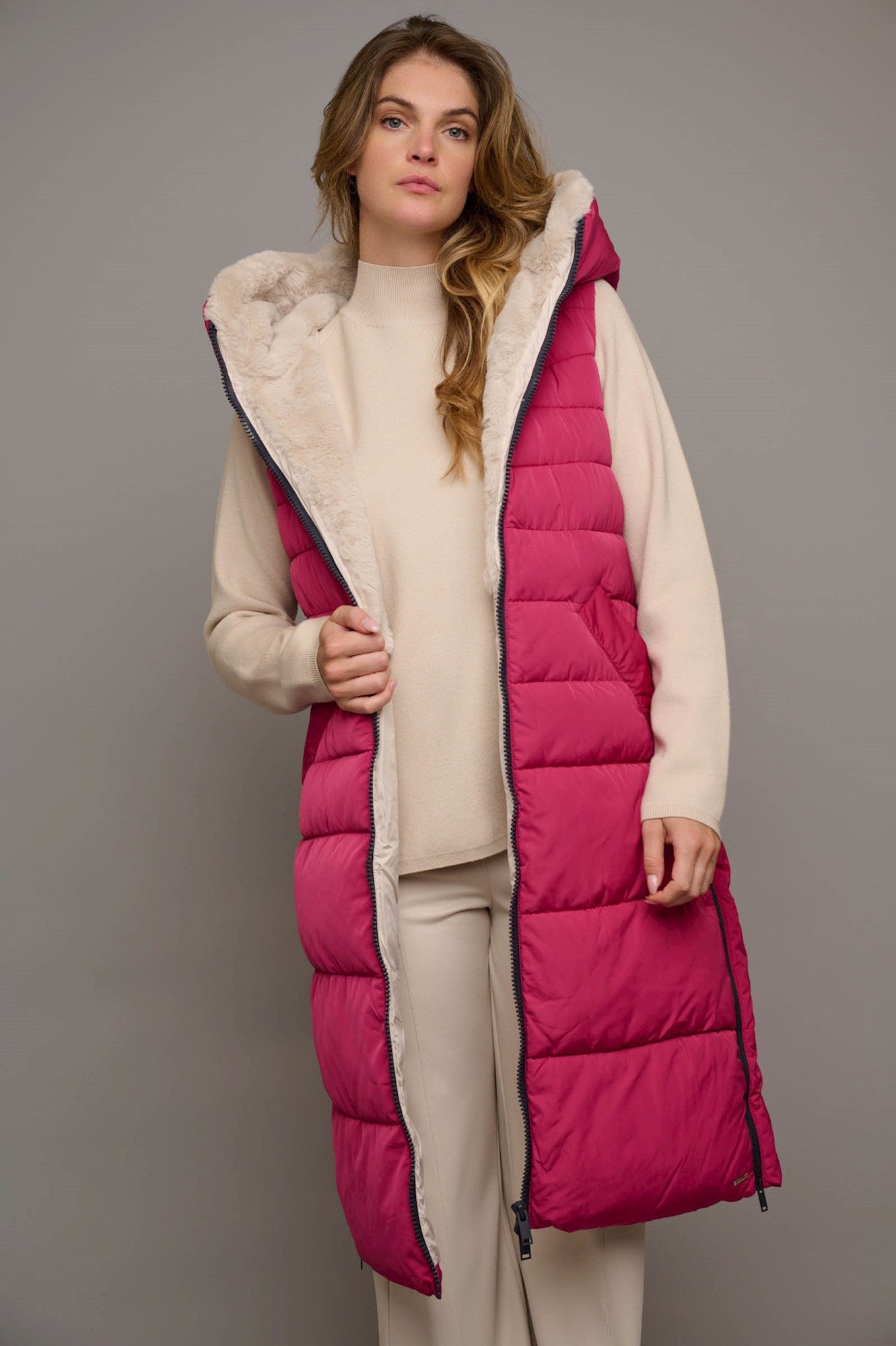 RINO AND PELLE NICCI LONG PADDED HOOD GILET