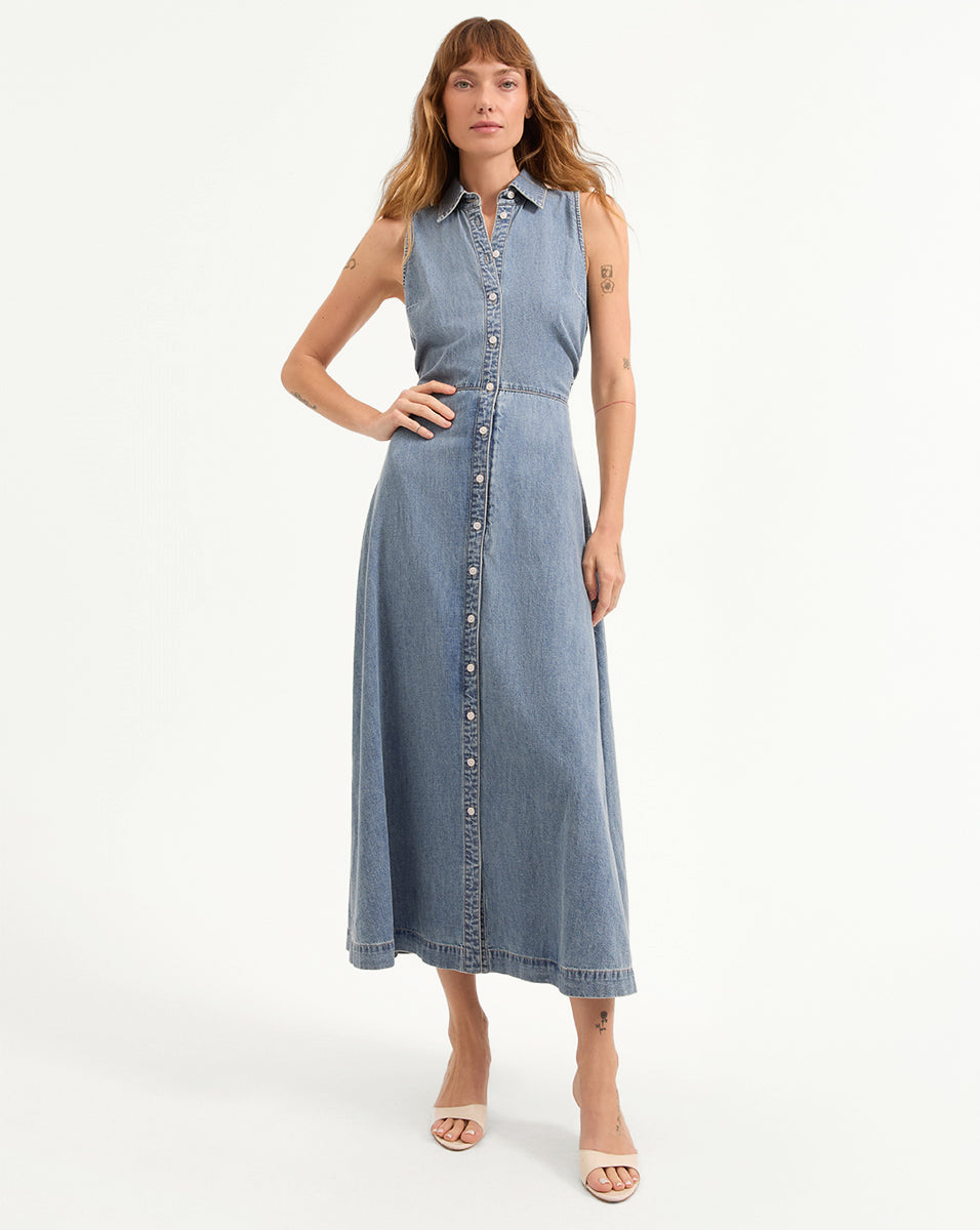 veronica beard fuller denim midi dress VERONICA BEARD FULLER MIDI DRESS 0134 – Chattertons