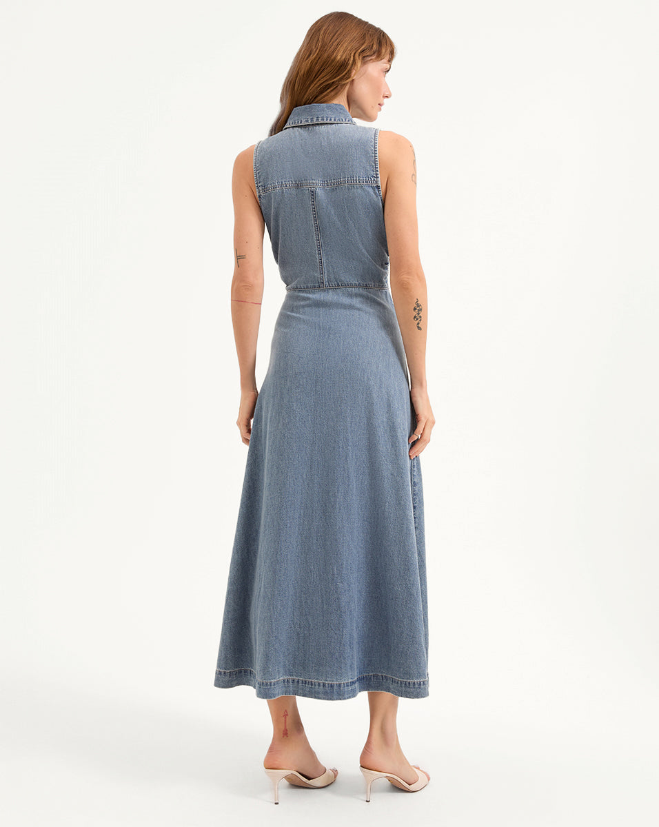 veronica beard fuller sleeveless denim midi dress reviews VERONICA BEARD FULLER MIDI DRESS 0134 – Chattertons